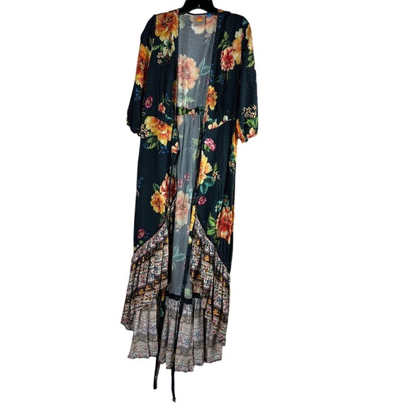 Farm Rio Anthropologie Majorca Wrap Dress Hi Lo Floral Boho Women's Size Small - Picture 2 of 16